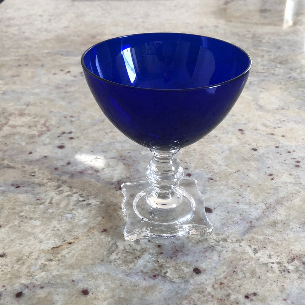 Cobalt Blue Glass Pedestal Goblet